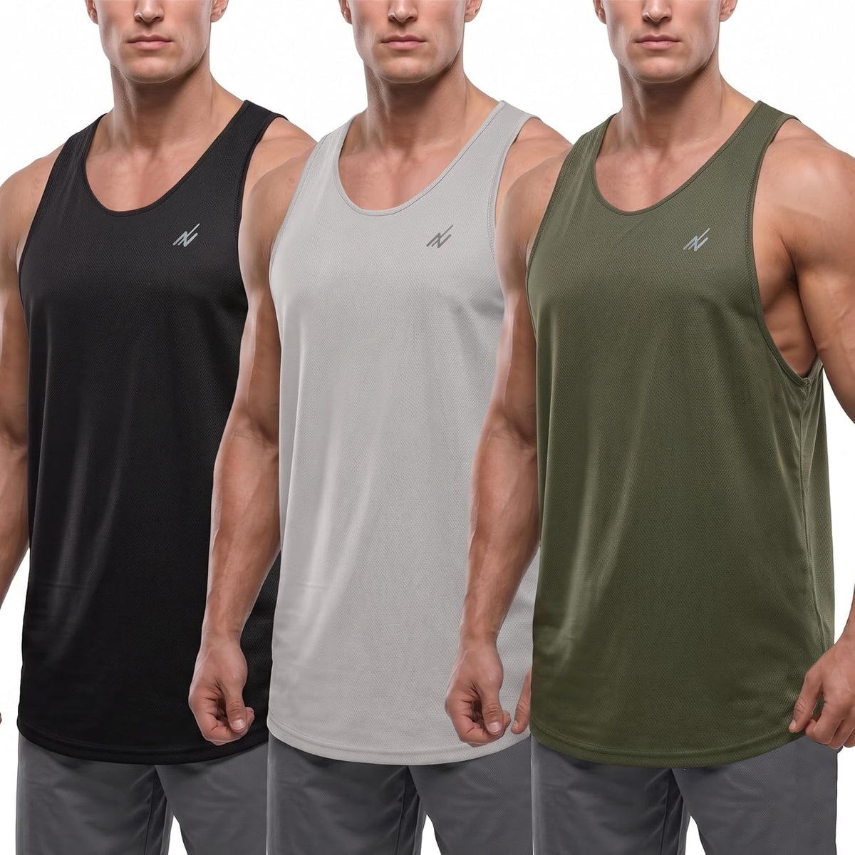 3 Pack Breathable Mesh Mens Tank Top Y-Back Workout Muscle Shirts for Gym
