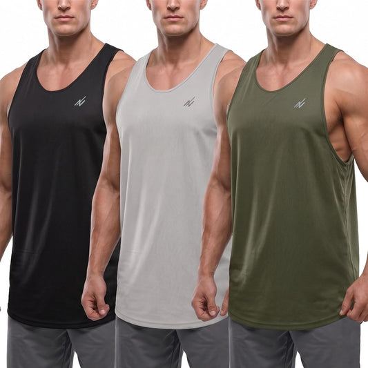 3 Pack Breathable Mesh Mens Tank Top Y-Back Workout Muscle Shirts for Gym