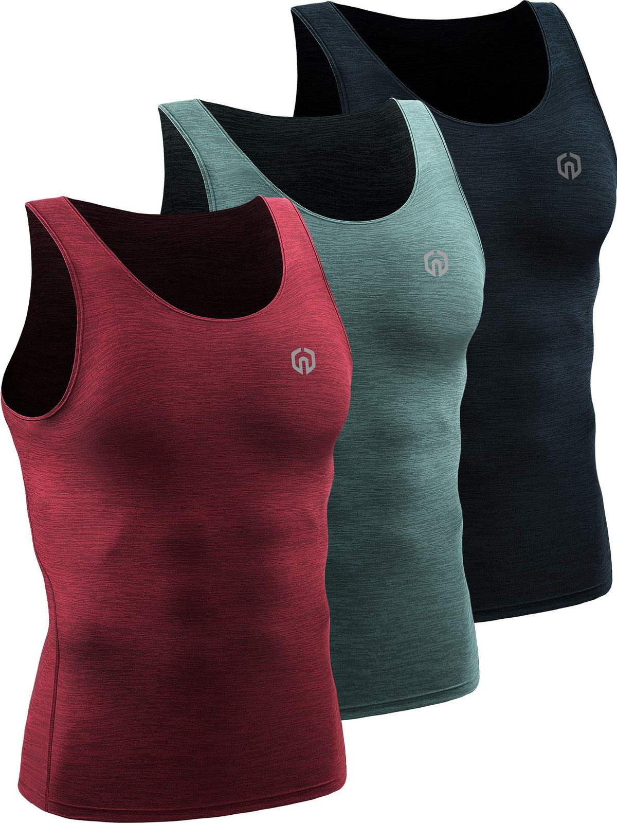 NELEUS Men's 3 Pack Athletic Compression Under Base Layer Sport Tank Top