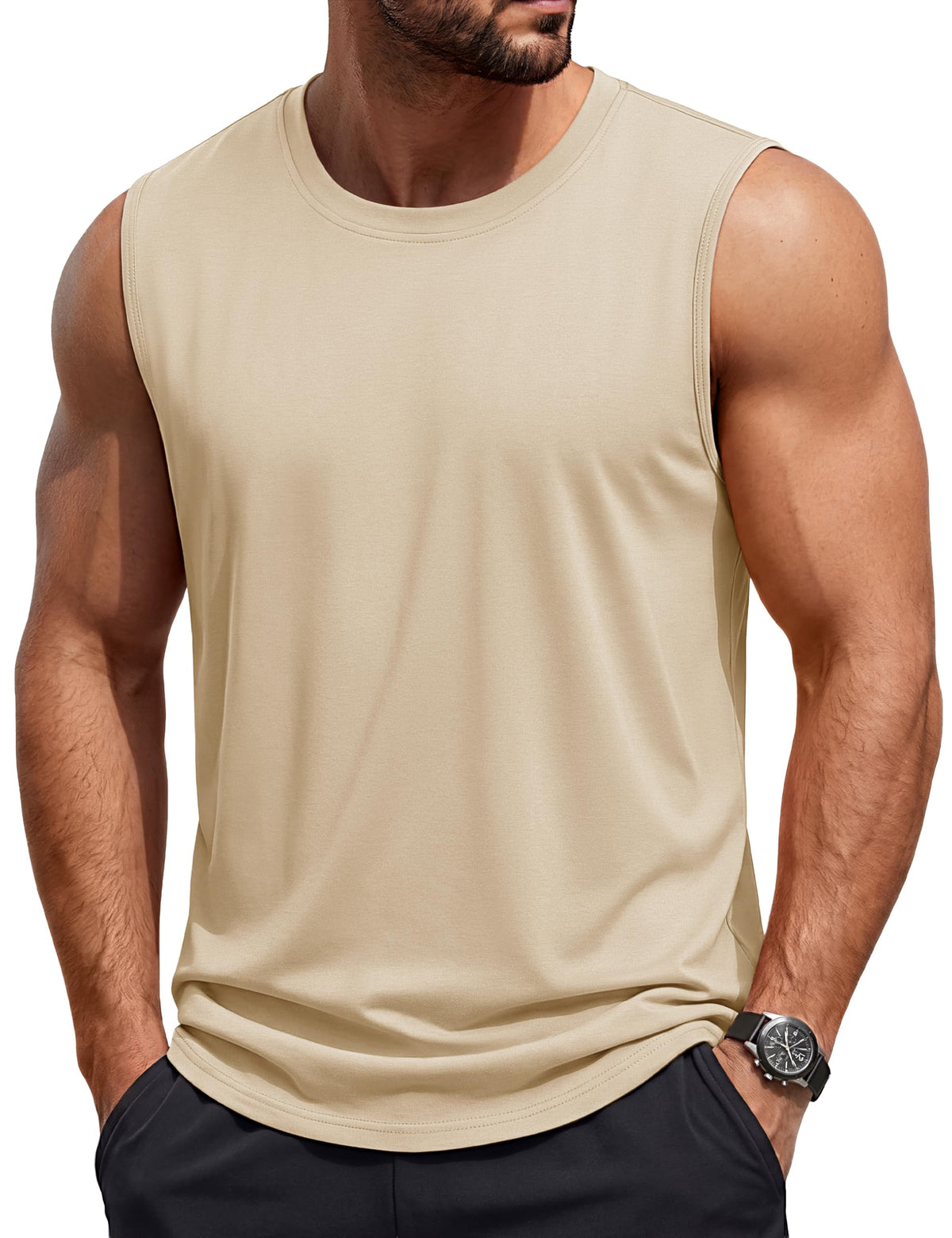 TACVASEN Tank Top for Men Moisture Wicking Cotton Sleeveless Shirts Muscle Gym Workout Causal Summer Tank Tops