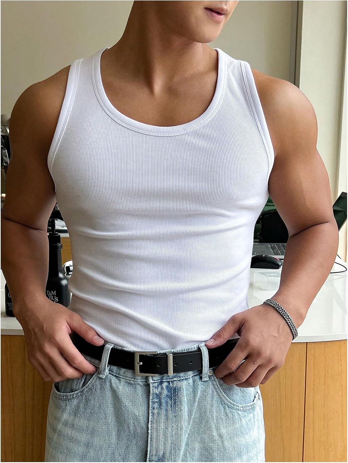 COZYEASE Men's Summer Sleeveless Tank Top Workout Gym Muscle Tank T Shirt