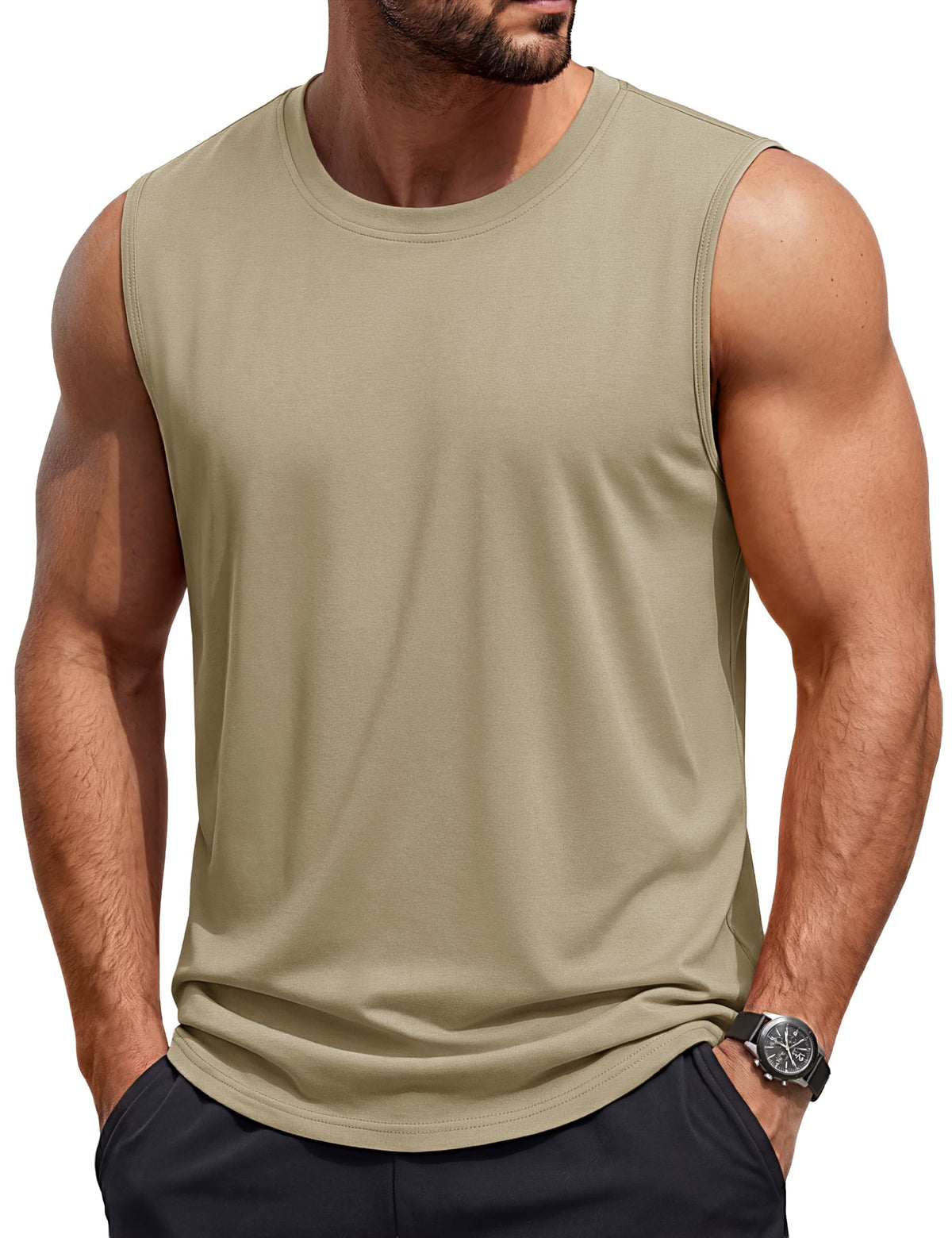 TACVASEN Tank Top for Men Moisture Wicking Cotton Sleeveless Shirts Muscle Gym Workout Causal Summer Tank Tops