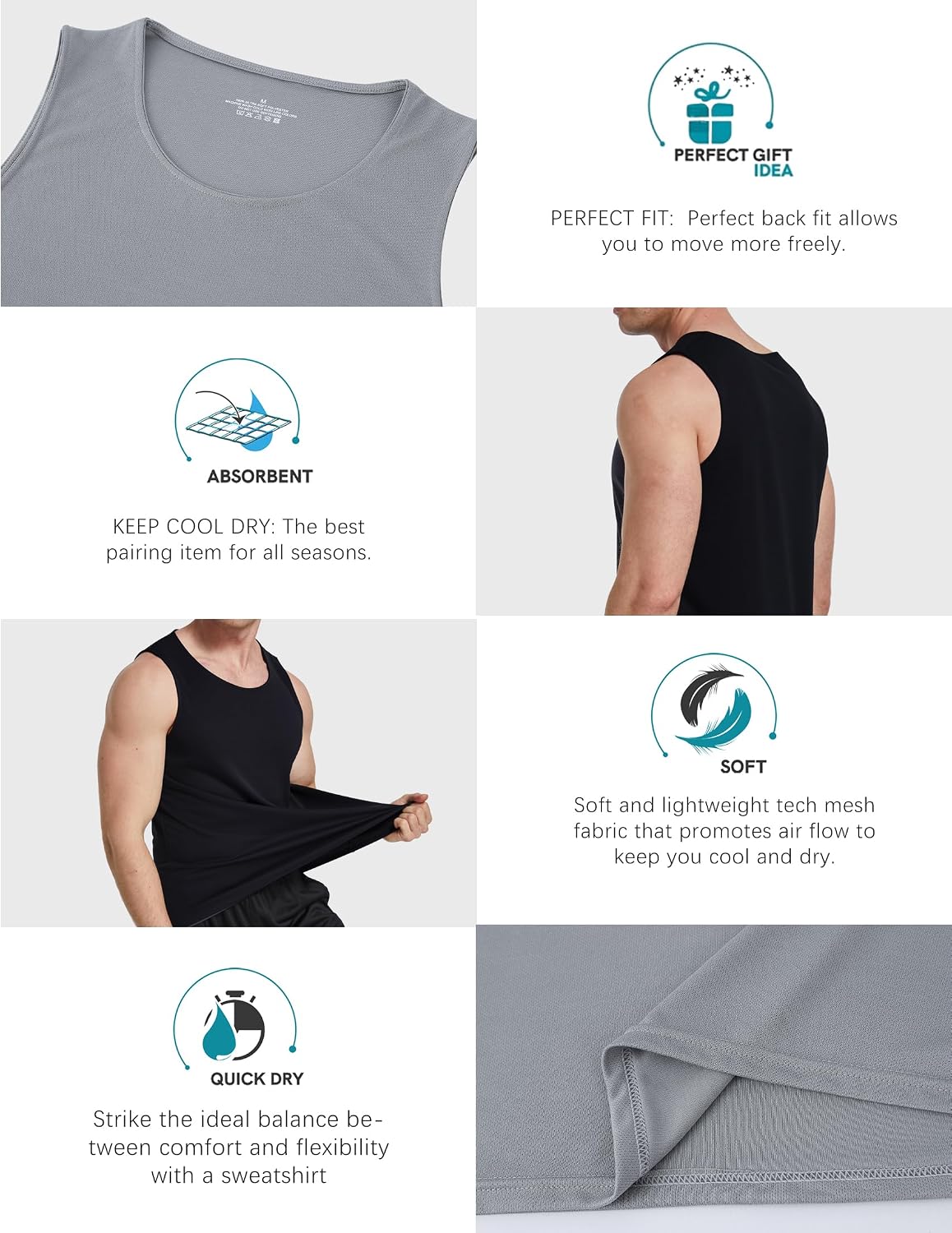 OYGSieg 6 Pack Men's Workout Tank Tops Athletic Muscle Gym Shirts