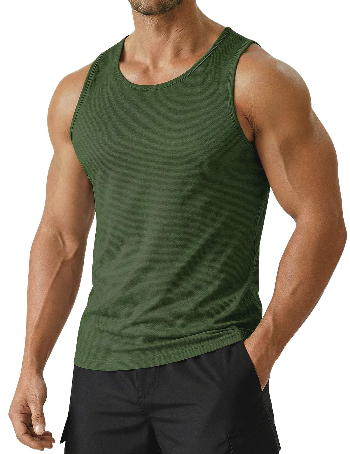 PINSPARK Men's UPF 50+ Quick Dry Tank Tops Athletic Muscle Tee