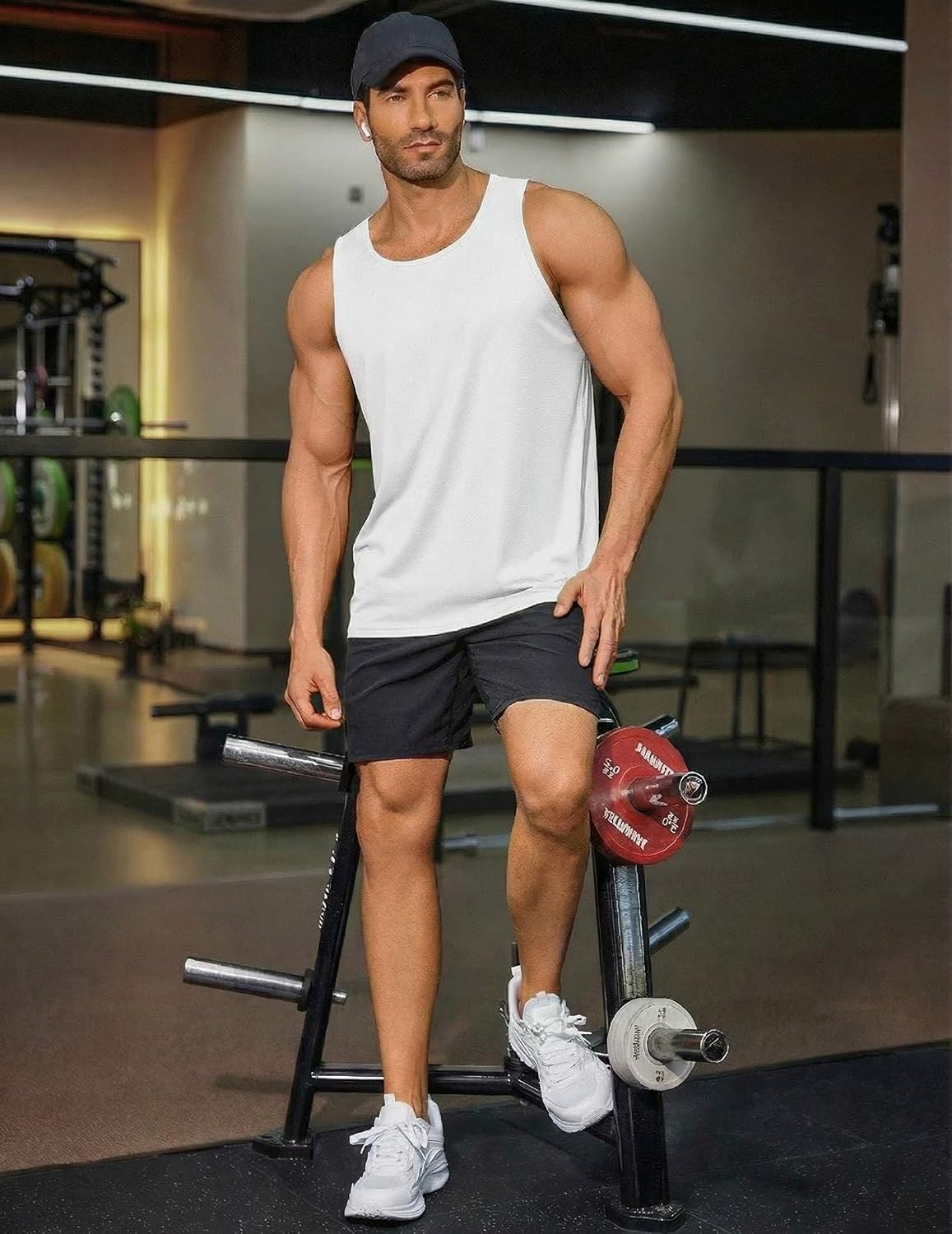 PINSPARK Men's UPF 50+ Quick Dry Tank Tops Athletic Muscle Tee