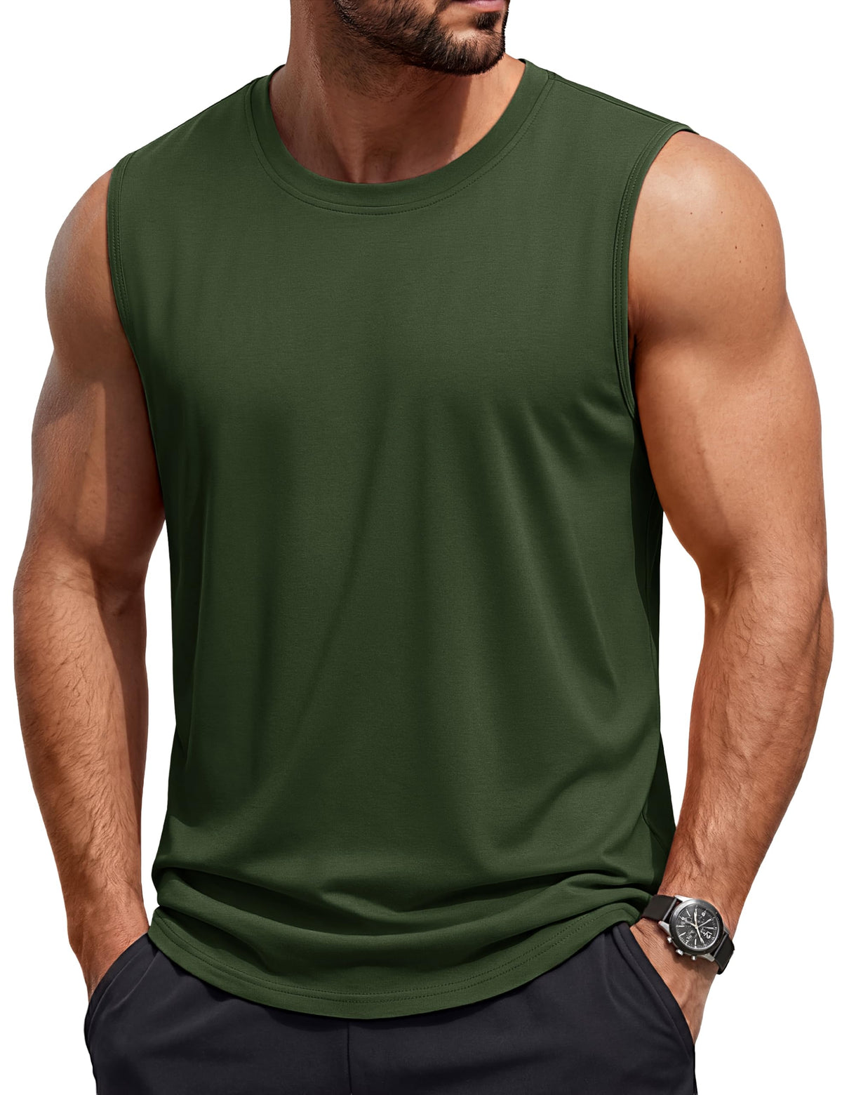 TACVASEN Tank Top for Men Moisture Wicking Cotton Sleeveless Shirts Muscle Gym Workout Causal Summer Tank Tops
