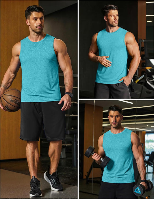 COOFANDY Mens Dry Fit Workout Tank Top Sleeveless Gym Muscle Shirt UPF 50+ Summer Running Athletic Tshirts