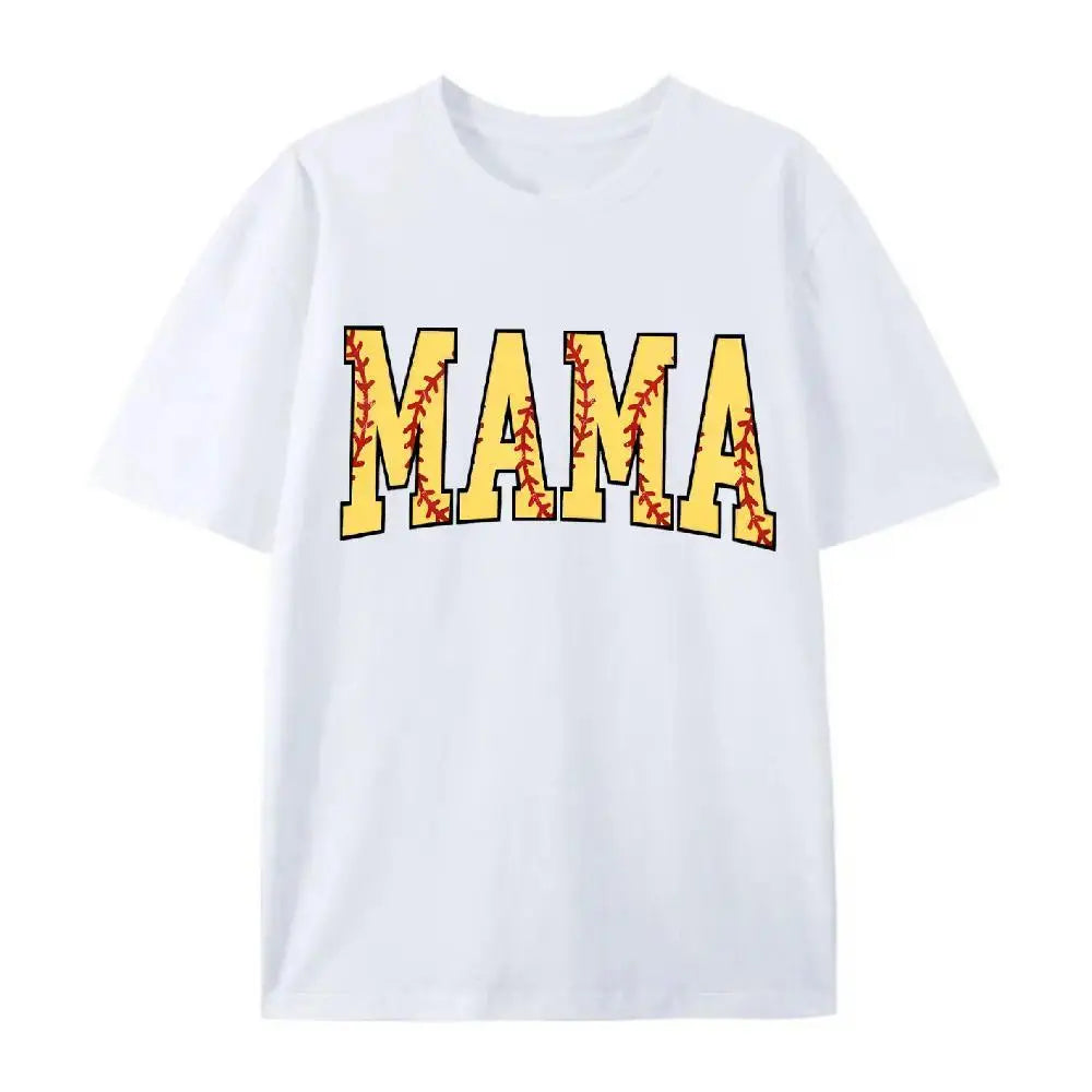 Unisex 100% Cotton Casual Short-Sleeve Crew Neck Print T-Shirt - 3XL, Regular Fit, Casual Comfy Tops, All Seasons, Softball Mama Mother's Day Gift, Unisex Clothes