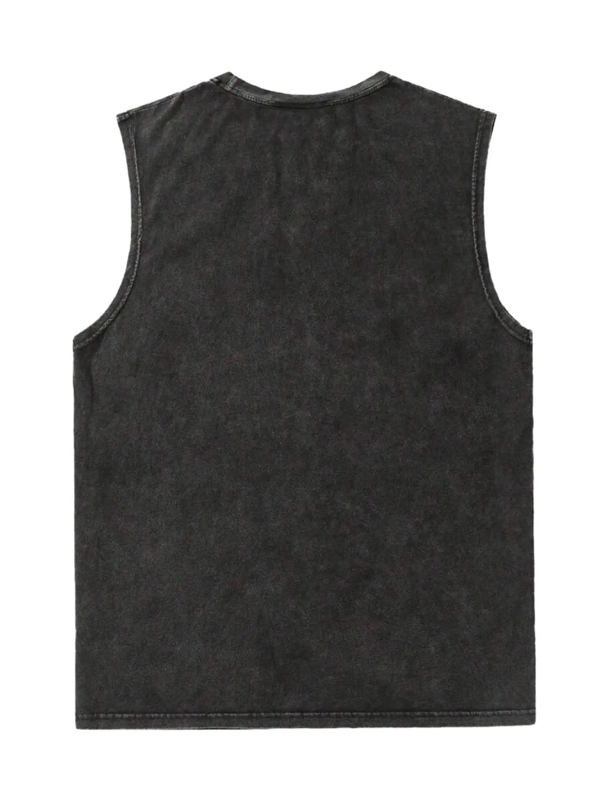 Comfortable Cotton Vest Summer Sleeveless Top, Vintage Washed Effect, Cartoon Print, Street Casual Style, Unisex