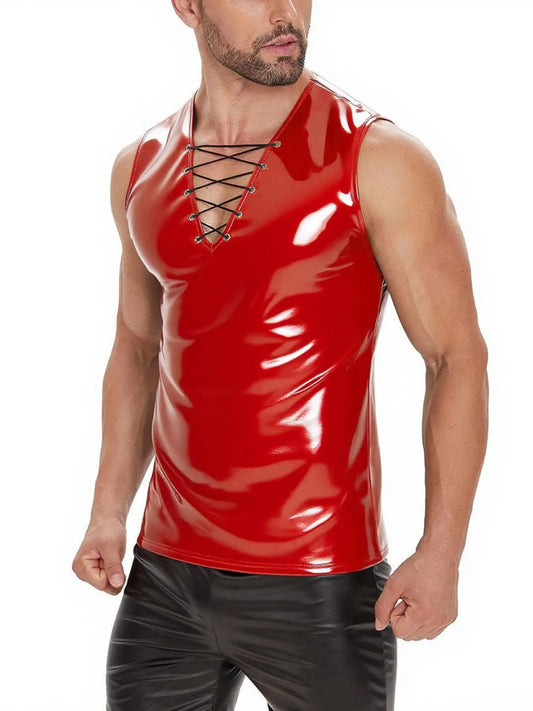 Men's Sleeveless Half-Zip Pull-On Slim Fit Elastic Nightclub Top, Comfortable and Stylish, Perfect for Evening