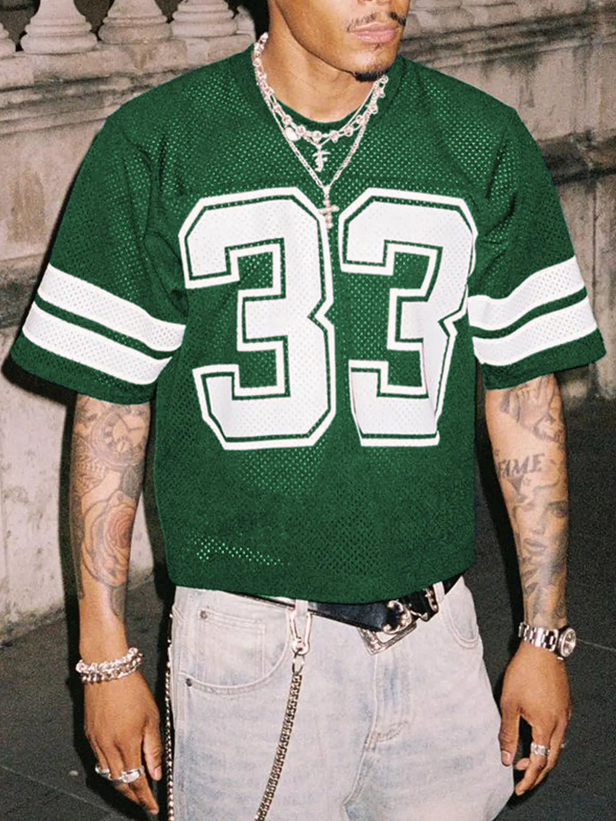 DealsForYouDays Spring To Summer Jersey Shirts Mesh Number Graphic Crew Neck Short Sleeve Streetwear Tee Loose Tops