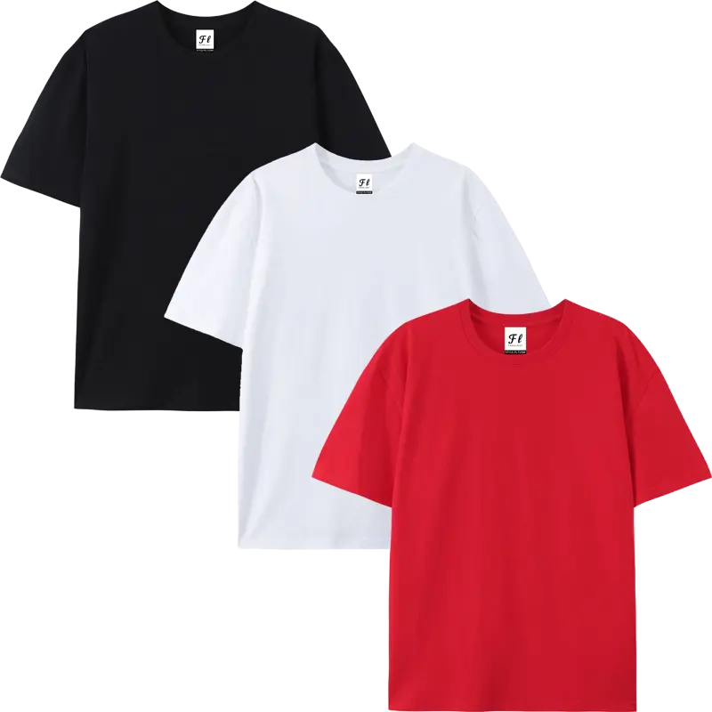 Men's 3-Pack Oversized 230GSM 100% Cotton Classic T-Shirts, Smooth Round Neck Short-Sleeve Heavyweight Plain Menswear Tops for Streetwear, Casual Mens Clothing,summerwins,father'sdaygifts,back to school,back to school shopping