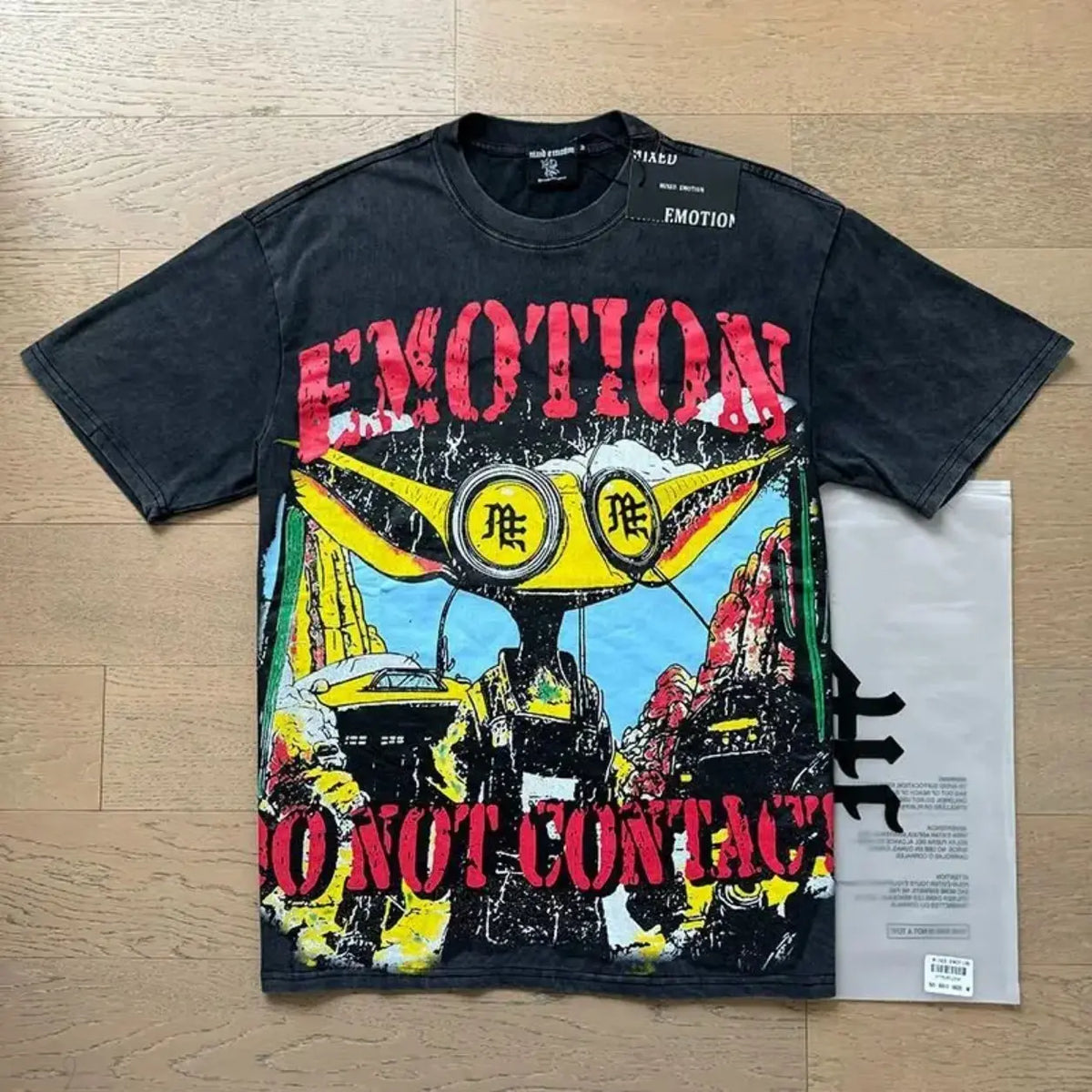 RMIXED EMOTION Rhinestone Graphic T-Shirt Men Women Oversized Cotton Tee Short Sleeve Crew Neck Streetwear Top Angel Print Gothic Y2K Hip Hop Casual Summer Shirt