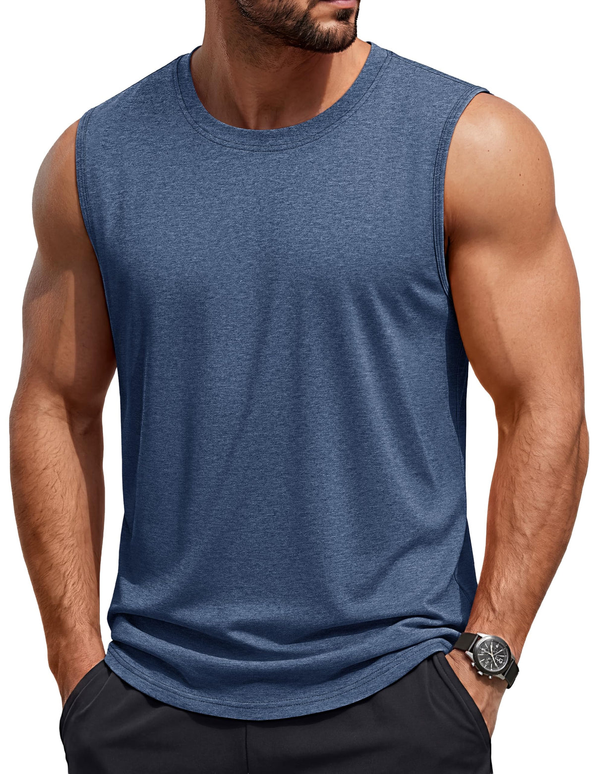 TACVASEN Tank Top for Men Moisture Wicking Cotton Sleeveless Shirts Muscle Gym Workout Causal Summer Tank Tops