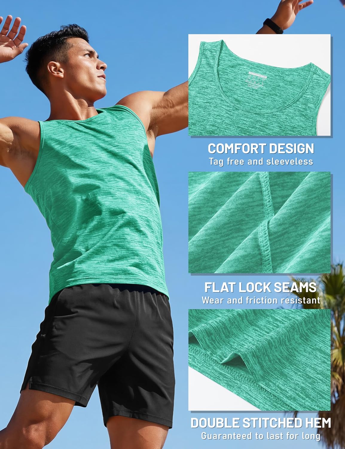 TACVASEN Men's Tank Tops Quick Dry Sleeveless Workout Muscle Shirt Athletic Bodybuilding Gym Performance Tee Shirts