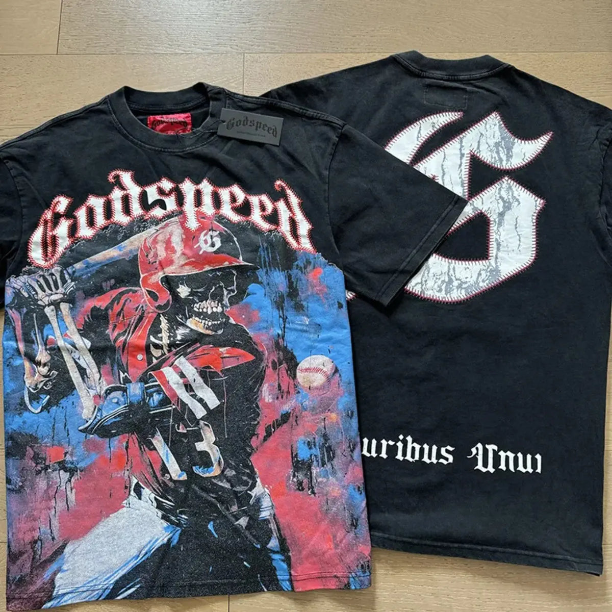 European American Casual Y2K GODSPEED Trade Rock Band Retro Washing Short Sleeve T-Shirt Casual Loose Men Women Couples Bottom Shirt