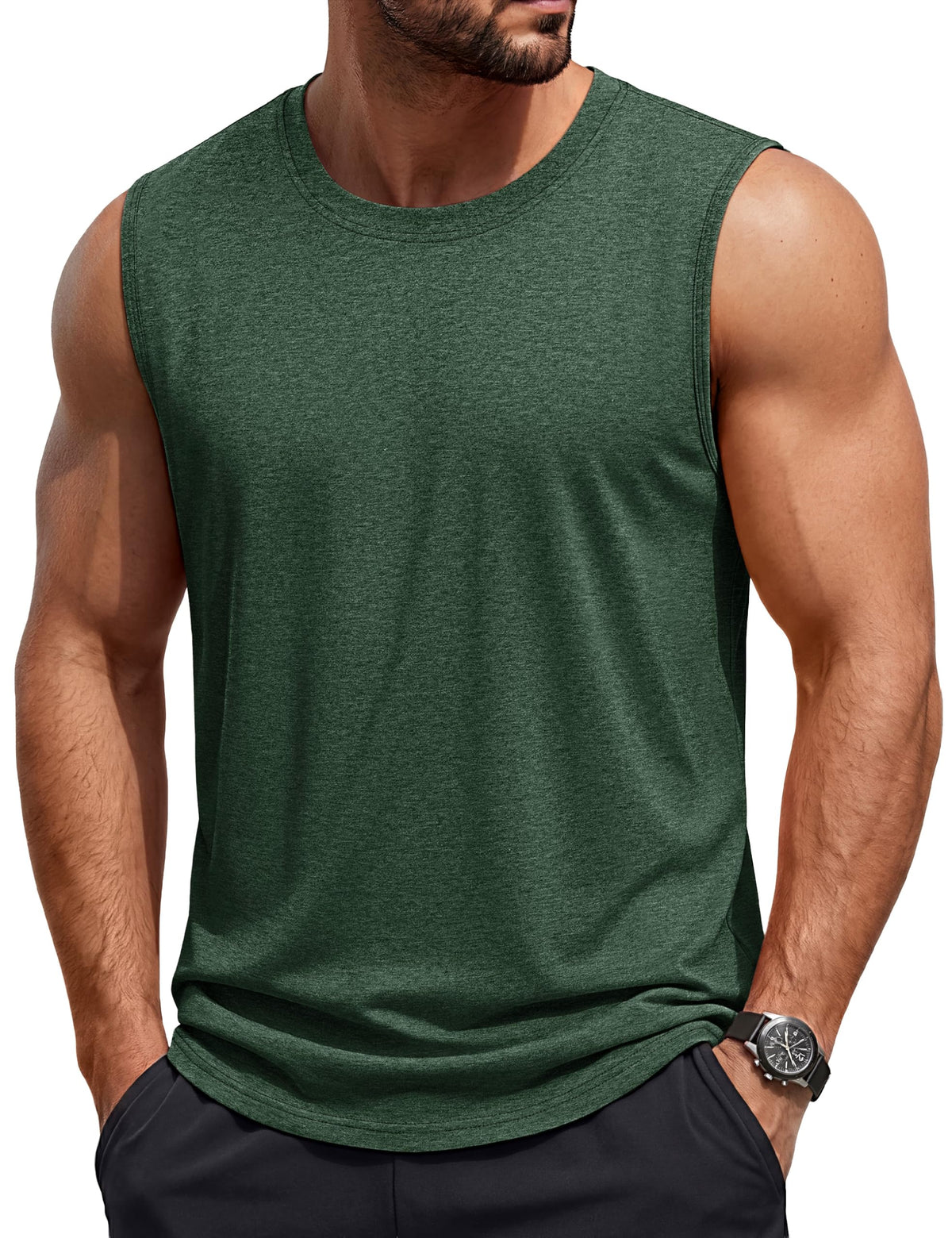 TACVASEN Tank Top for Men Moisture Wicking Cotton Sleeveless Shirts Muscle Gym Workout Causal Summer Tank Tops
