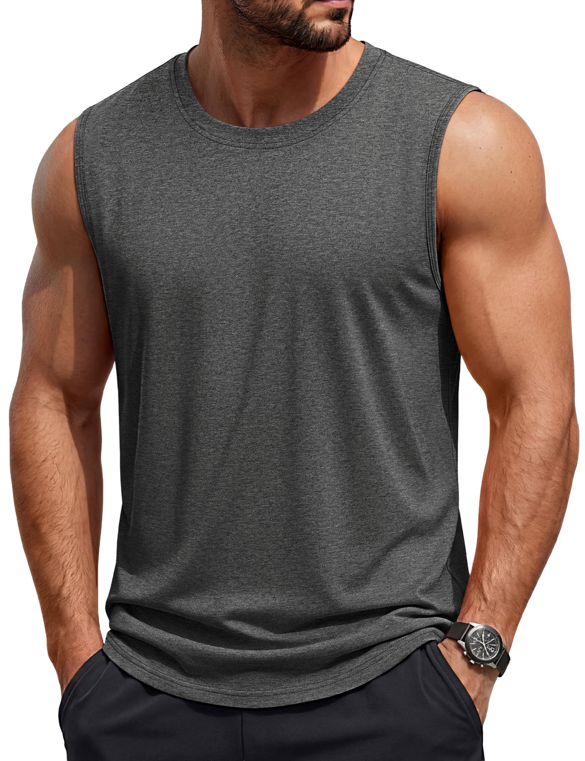 TACVASEN Tank Top for Men Moisture Wicking Cotton Sleeveless Shirts Muscle Gym Workout Causal Summer Tank Tops