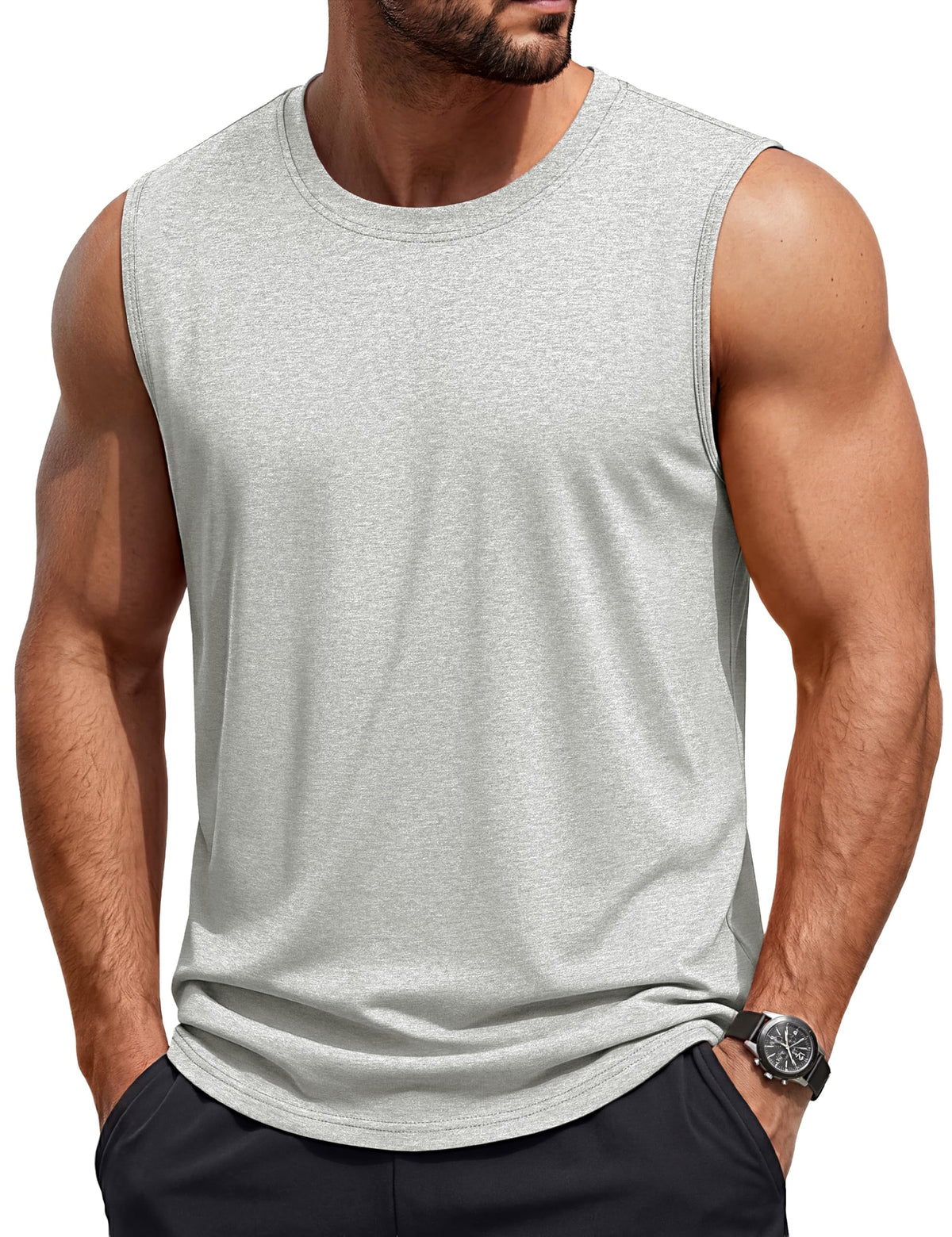 TACVASEN Tank Top for Men Moisture Wicking Cotton Sleeveless Shirts Muscle Gym Workout Causal Summer Tank Tops