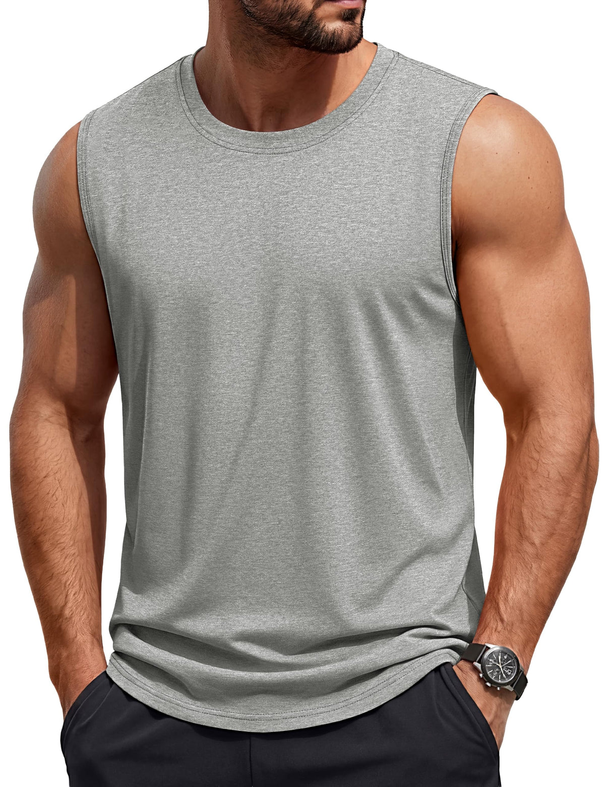 TACVASEN Tank Top for Men Moisture Wicking Cotton Sleeveless Shirts Muscle Gym Workout Causal Summer Tank Tops