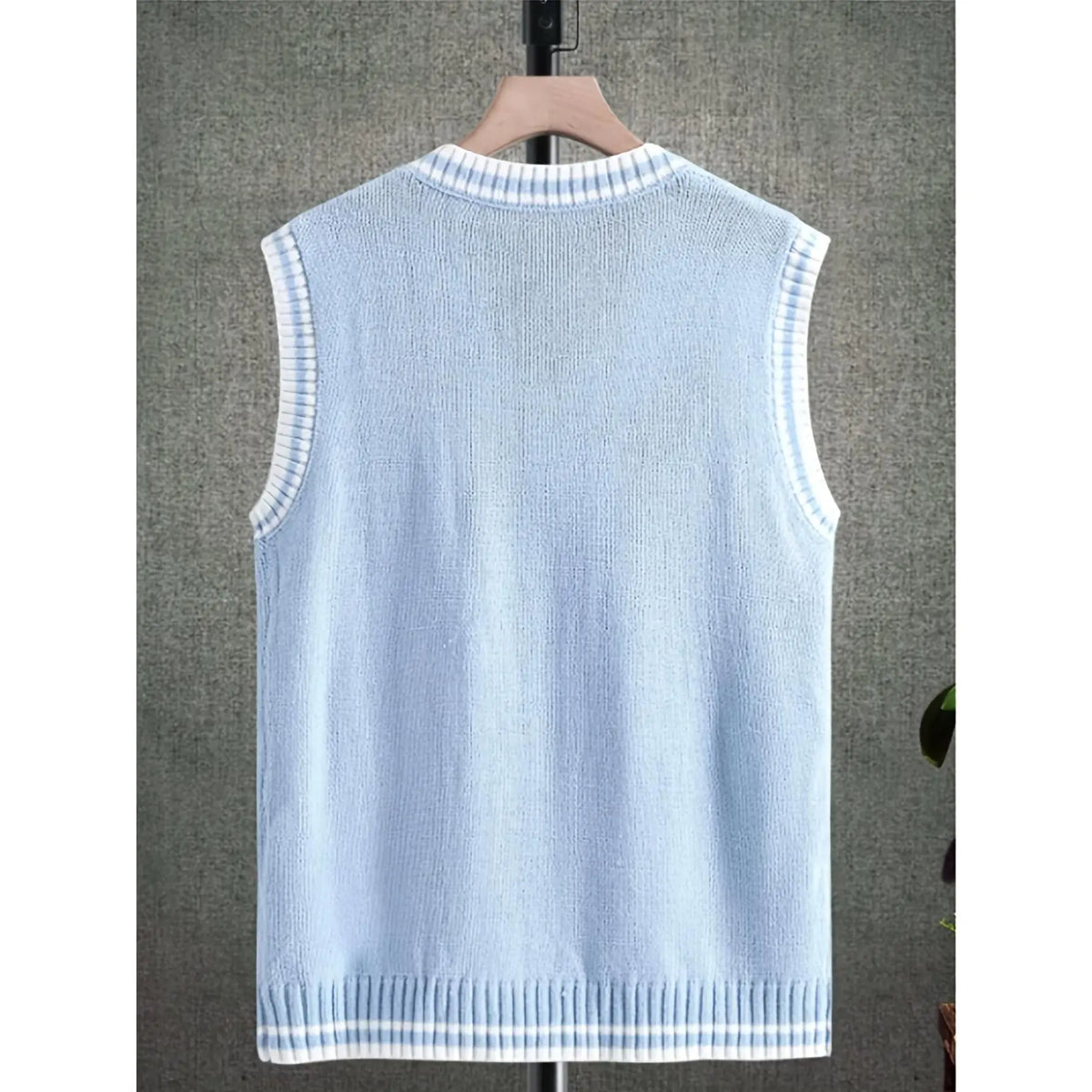 Men's Plus Size Plain V-Neck Knitting Sweater Vest - Solid Acrylic Streetwear Tops, Lightweight Regular Fit Pull-On Sleeveless, Medium Stretch for Spring-Fall, Available in 0XL-5XL (Includes 1XL,4XL)