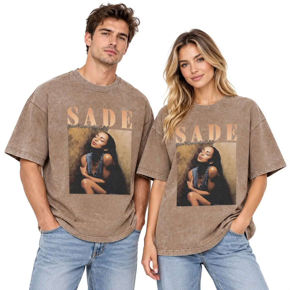 1PCS Men's Short-Sleeve Cotton Casual Top - Round Neck, Y2000 Swag Vintage Sade Graphic Band Shirt, Black & Golden Figure Print, Regular Fit Bohemian Retro Streetwear, Clothing Merch Flash Sale for Festival, Spring, Men's Stuff