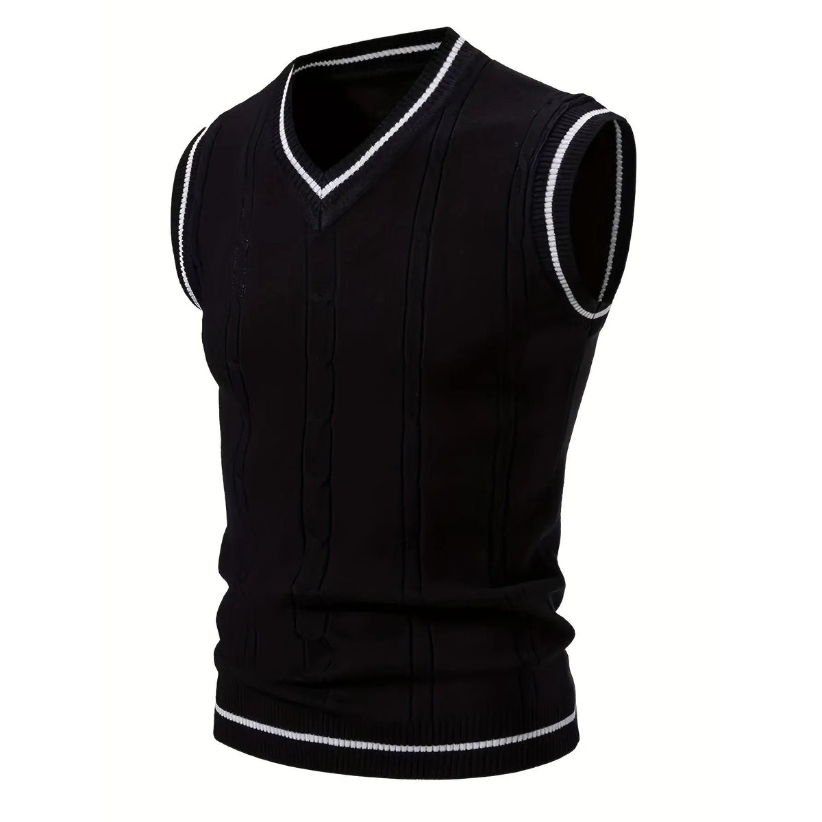 New Men'S Vest with a Twisted Knit Design Casual Fabric