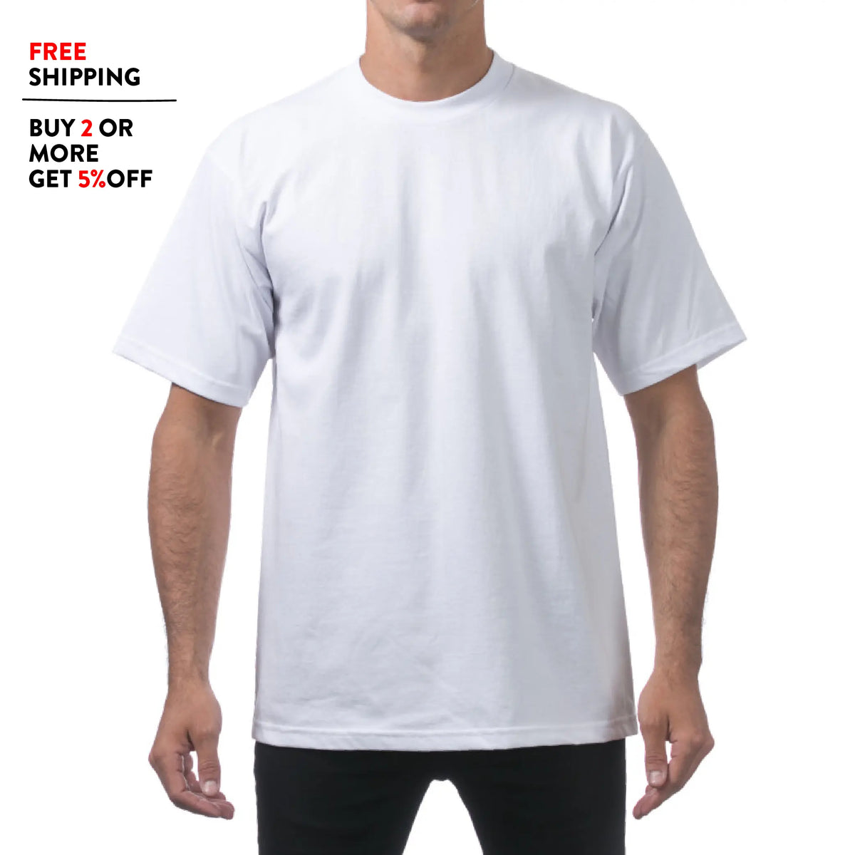 PROCLUB Men's Heavyweight Short Sleeve T Shirt Casual Cotton Tee PRO CLUB Plain Cotton Tee T Shirts LA Streetwear Hip Hop Harem Big Tall Sizes Black White Gray