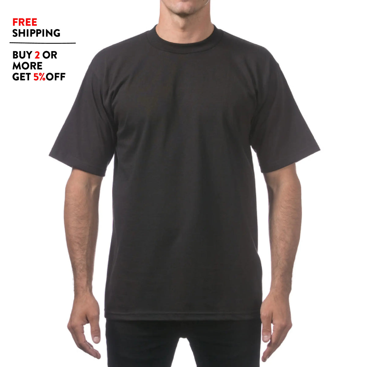 PROCLUB Men's Heavyweight Short Sleeve T Shirt Casual Cotton Tee PRO CLUB Plain Cotton Tee T Shirts LA Streetwear Hip Hop Harem Big Tall Sizes Black White Gray