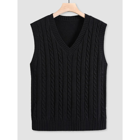 Men's Plus Size Plain V-Neck Knitting Sweater Vest - Solid Acrylic Streetwear Tops, Lightweight Regular Fit Pull-On Sleeveless, Medium Stretch for Spring-Fall, Available in 0XL-5XL (Includes 1XL,4XL)