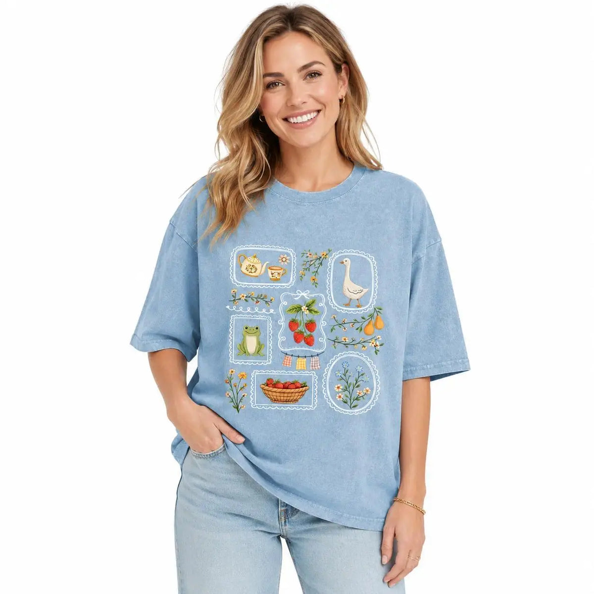Women's Holafish Acid Wash Graphic T-Shirt - S-3XL, Casual Round Neck Short Sleeve Heavy Cotton Breathable Tee, Distressed Look Retro Sexy Streetwear Top, Letter Print Casual Comfy Clothes