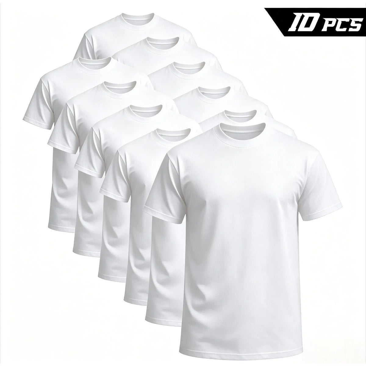 Men's 3/6/10-Pack 100% Cotton Crew Neck Short Sleeve Tshirts - Unisex Pure White Blank Top, Personalized Custom Printing Garment, Comfortable Apparel for Daily Wear & Gym,back to school,back to school shopping Menswear Streetwear