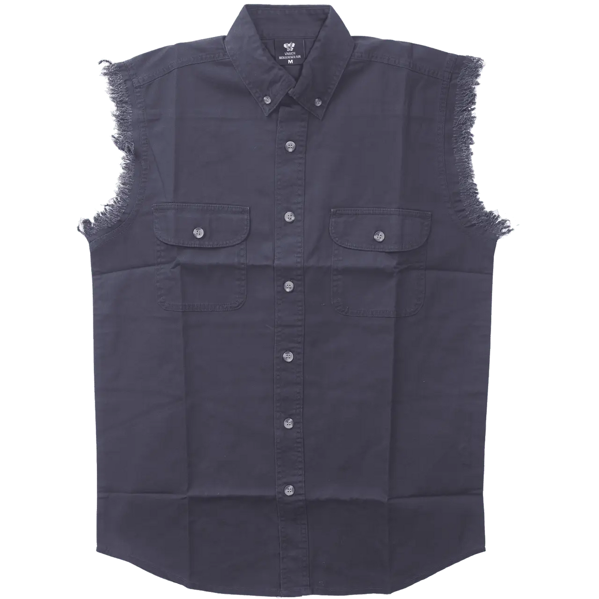Vance - Men's Biker Motorcycle Dark Blue Cut Off Sleeveless Shirt