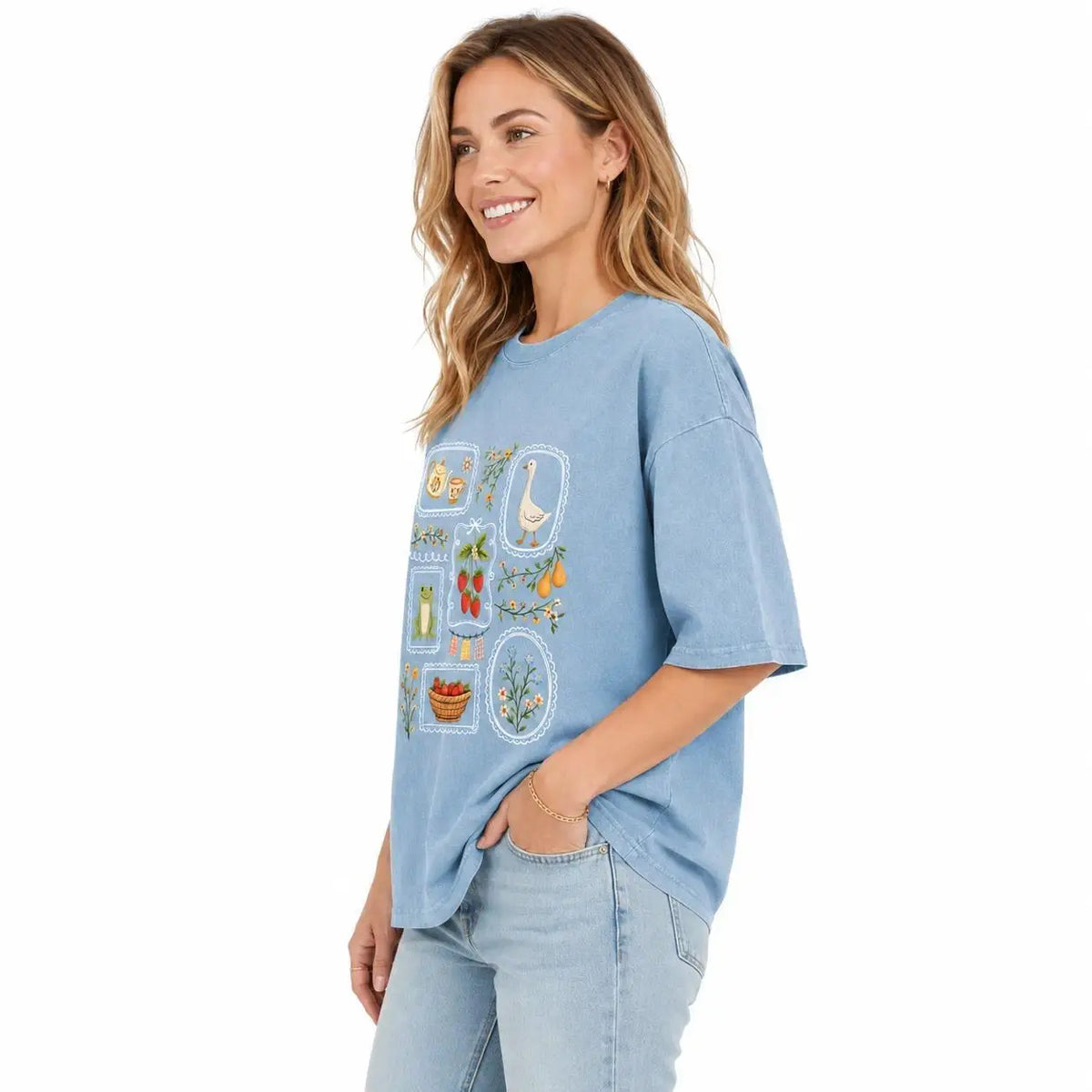 Women's Holafish Acid Wash Graphic T-Shirt - S-3XL, Casual Round Neck Short Sleeve Heavy Cotton Breathable Tee, Distressed Look Retro Sexy Streetwear Top, Letter Print Casual Comfy Clothes