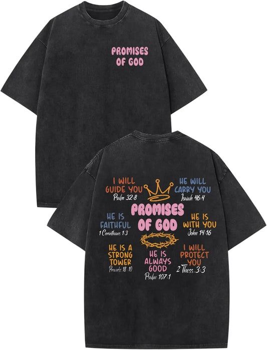 Oversized Christian Graphic Tee for Women Bible Verse Shirt - Cute Jesus Faith Letter Print Top, Breathable Casual Vintage Style for Everyday Wear & Light Workout