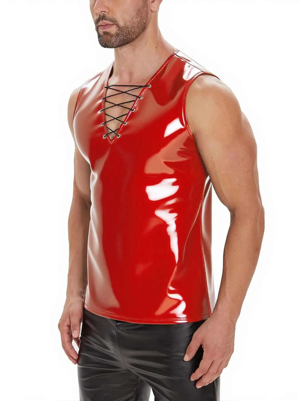 Men's Sleeveless Half-Zip Pull-On Slim Fit Elastic Nightclub Top, Comfortable and Stylish, Perfect for Evening