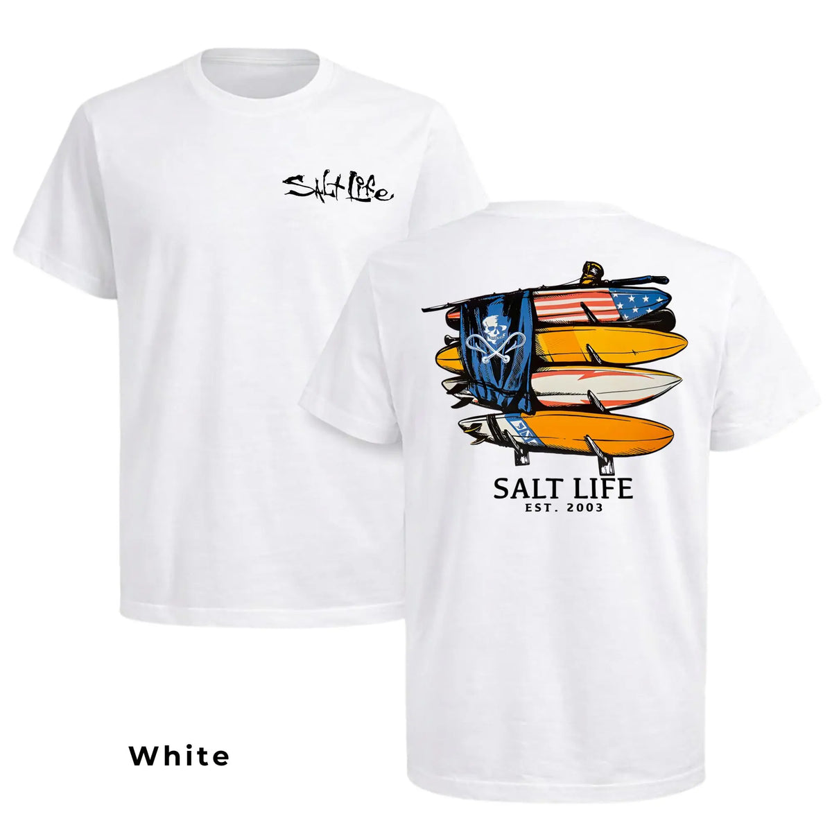 Men's Graphic T-Shirt - Soft Pre-Shrunk Cotton, Round Neck Short-Sleeve, Casual Street Basics, Classic All-Over Print, Skull Back Print, True Fit, All Seasons Menswear Tops
