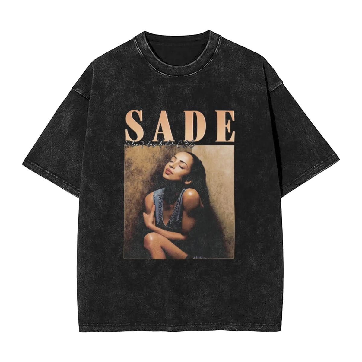 1PCS Men's Short-Sleeve Cotton Casual Top - Round Neck, Y2000 Swag Vintage Sade Graphic Band Shirt, Black & Golden Figure Print, Regular Fit Bohemian Retro Streetwear, Clothing Merch Flash Sale for Festival, Spring, Men's Stuff