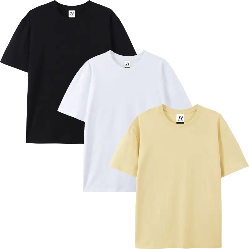 Men's 3-Pack Oversized 230GSM 100% Cotton Classic T-Shirts, Smooth Round Neck Short-Sleeve Heavyweight Plain Menswear Tops for Streetwear, Casual Mens Clothing,summerwins,father'sdaygifts,back to school,back to school shopping