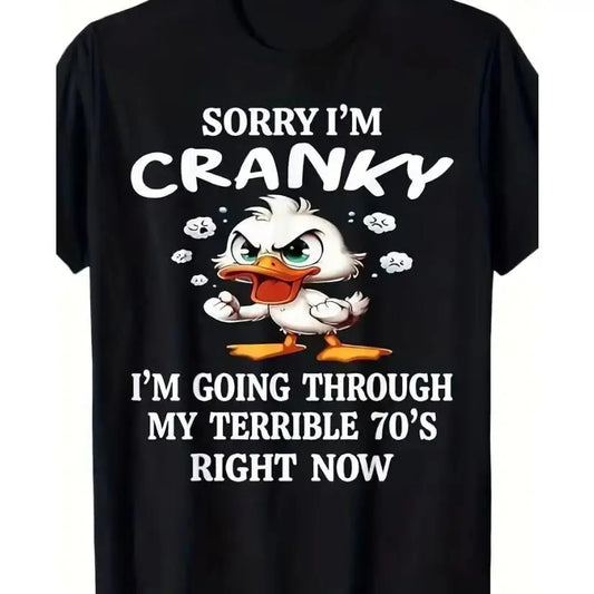 Men's Shortsleeve 100% Cotton T-Shirt - Retro 70s Duck Humor Graphic, Unisex Couple Wear, Casual Round Neck, Soft Fabric, Ideal Valentine’s Day Gift, Duck-Themed Top