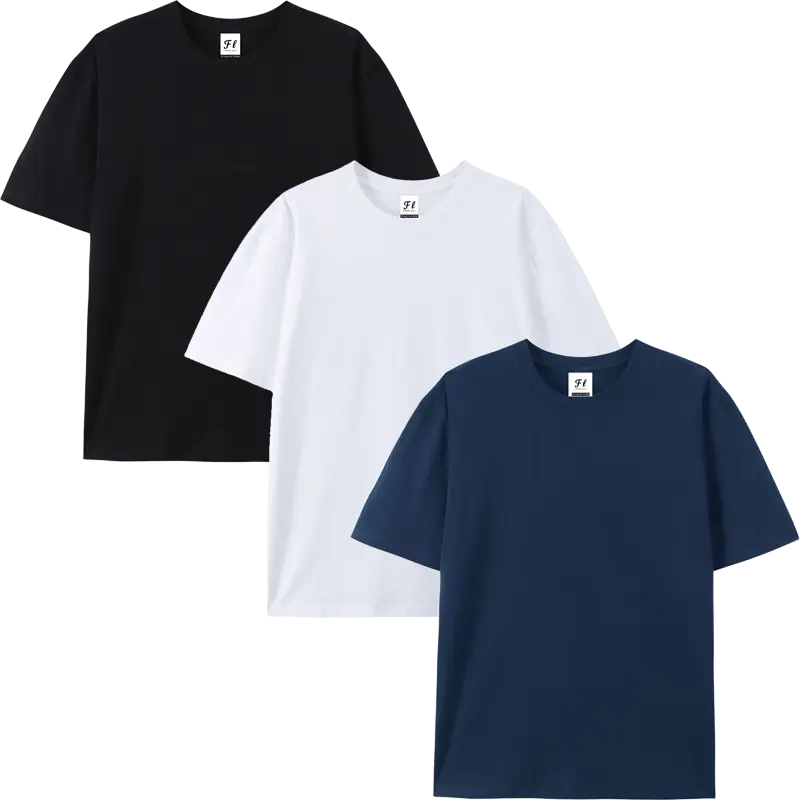 Men's 3-Pack Oversized 230GSM 100% Cotton Classic T-Shirts, Smooth Round Neck Short-Sleeve Heavyweight Plain Menswear Tops for Streetwear, Casual Mens Clothing,summerwins,father'sdaygifts,back to school,back to school shopping