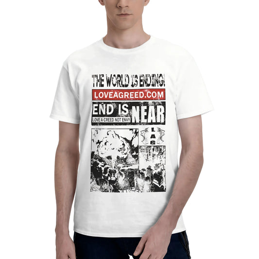 Women's Casual Cotton Graphic T-Shirt - Short Sleeve, Round Neck, Soft Stretch Textured Fabric, Breathable Pure Cotton Piece, Retro Streetwear Daily Top with Newspaper Graffiti Manifesto