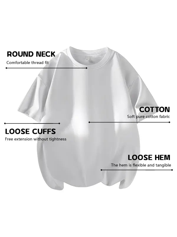 Men's 100% cotton Crew  T-Shirts Set - Soft Loose Fit Navy Gray Black for Casual Daily Wear Streetwear Crewneck