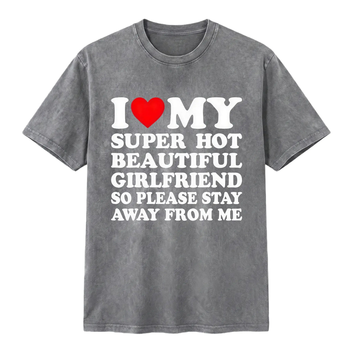 Men's Cotton Round Neck Short-Sleeve Graphic Tee - Casual Soft Men's Wear Top with Classic "I Love My Super Hot Girlfriend" Meme Print, Comfortable Male Clothing, Valentine's Day Mens Gifts for Outdoor Summer Use, Men's T Shirts, Meme Shirts